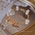 Japanese and Korean ins irregular imitation pearl bracelet, simple temperament OT buckle coin pendant bracelet